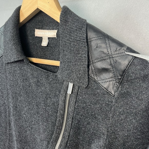 J Crew Merino Wool Blend Knit Motorcycle Moto Jacket Full Zip Asymmetric L - Picture 4 of 7